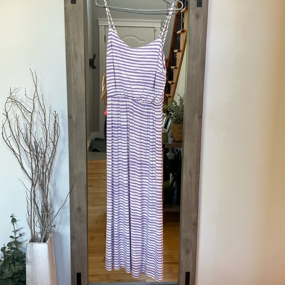 Gap. Stripe cami maxi dress. White and lilac. Not grey as first picture. Small - Picture 3 of 4